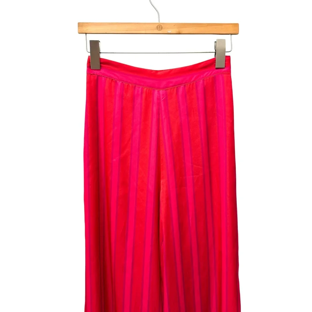 Lovers‎ + Friends Red Pink Striped Bodysuit and Wide Leg Pants Set XS XXS